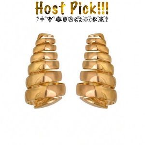 “The Petra Sliced Drop” Spiral Helix Corkscrew Twist Swirl Ribbon Curl Gold Stud